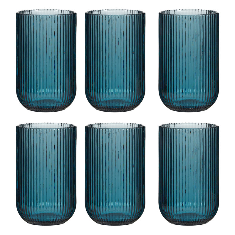 Chanyia Drinking Glass Set, 13" H, Blue
