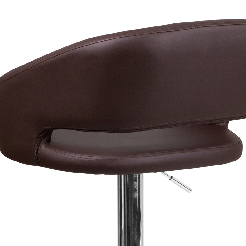 Tabouret de bar Amberlie, Chrome, Brun, 1
