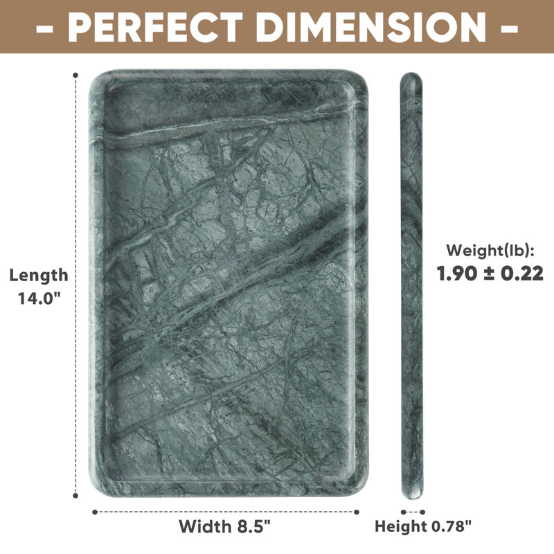 Guein Rectangle Natural Marble Tray,Indian Green