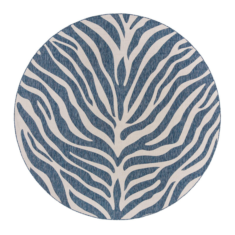 Tapis intérieur / extérieur bleu Itchington, Rond 10 pi