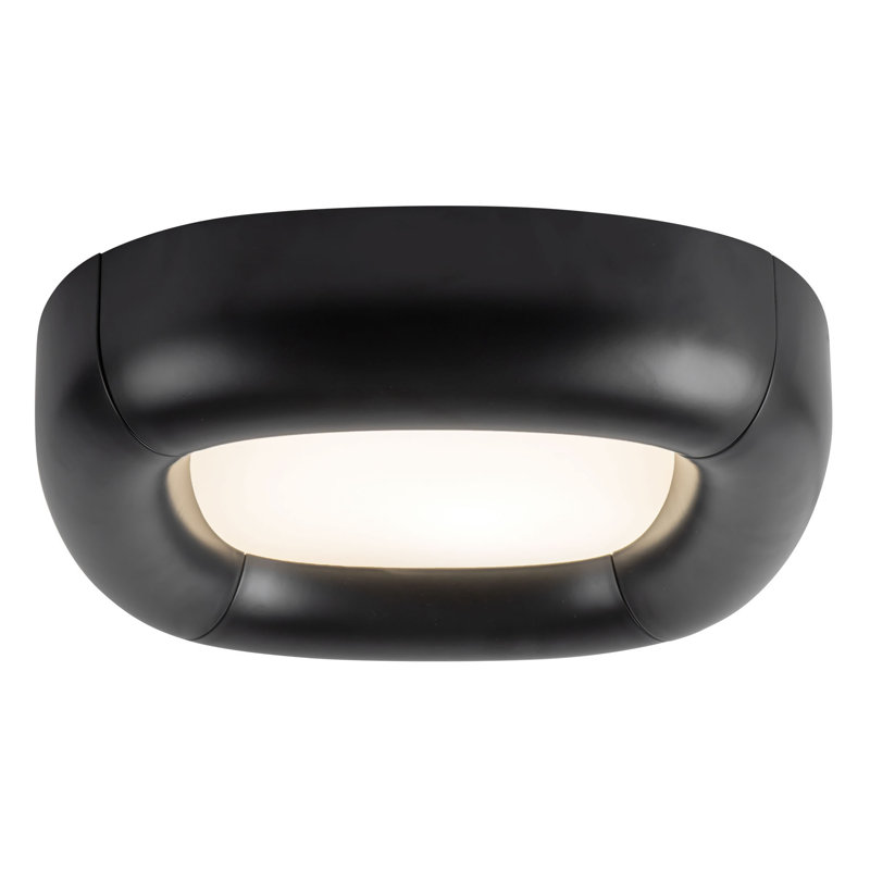 Folio 15-in Black dimmable LED Flush Mount, Matte Black