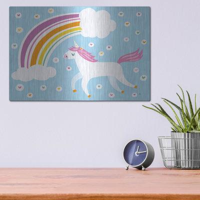 «Red Unicorn» par Melissa Averinos, art mural rouge en métal Red Barrel Studio®