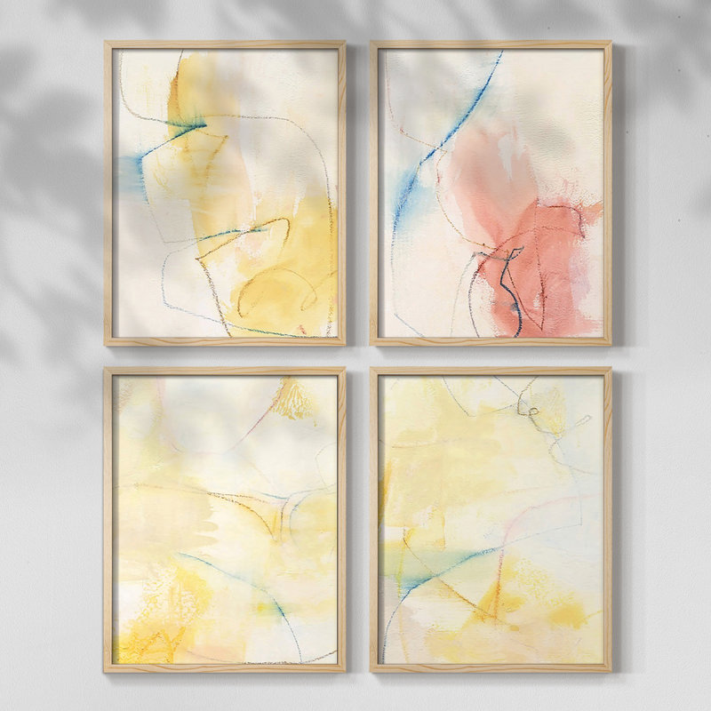 Barxan I, ensemble de 4 reproductions encadrées, Naturel, H 20 po x l 16 po