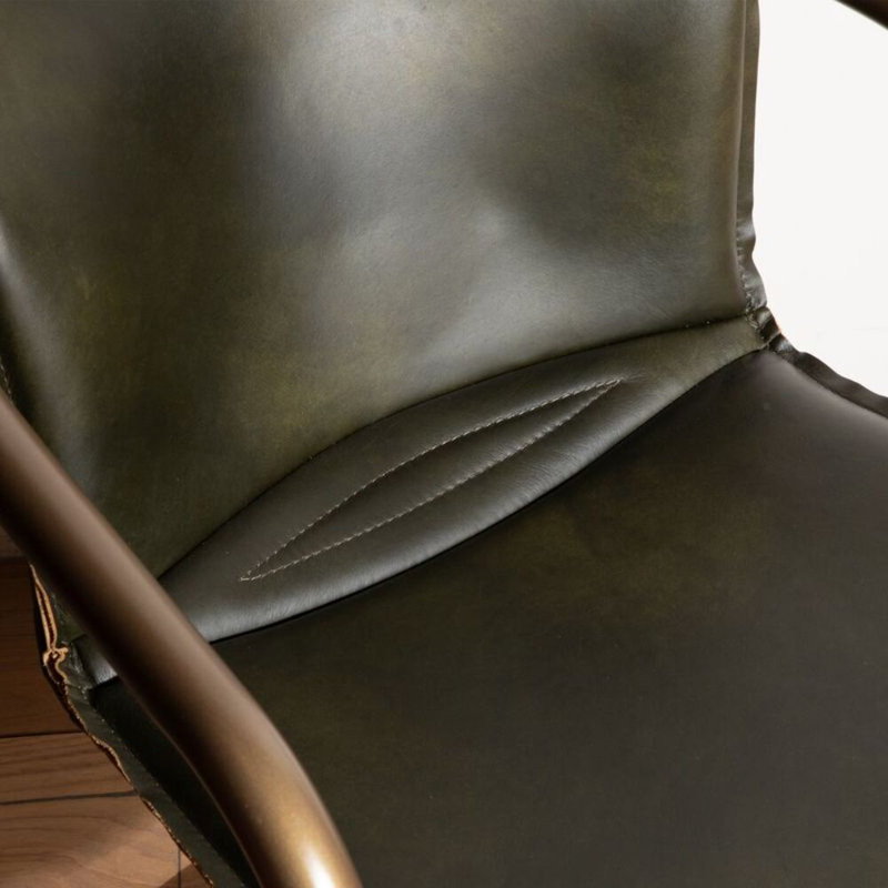 Kokou Leather Dining Chair In Emerald Green