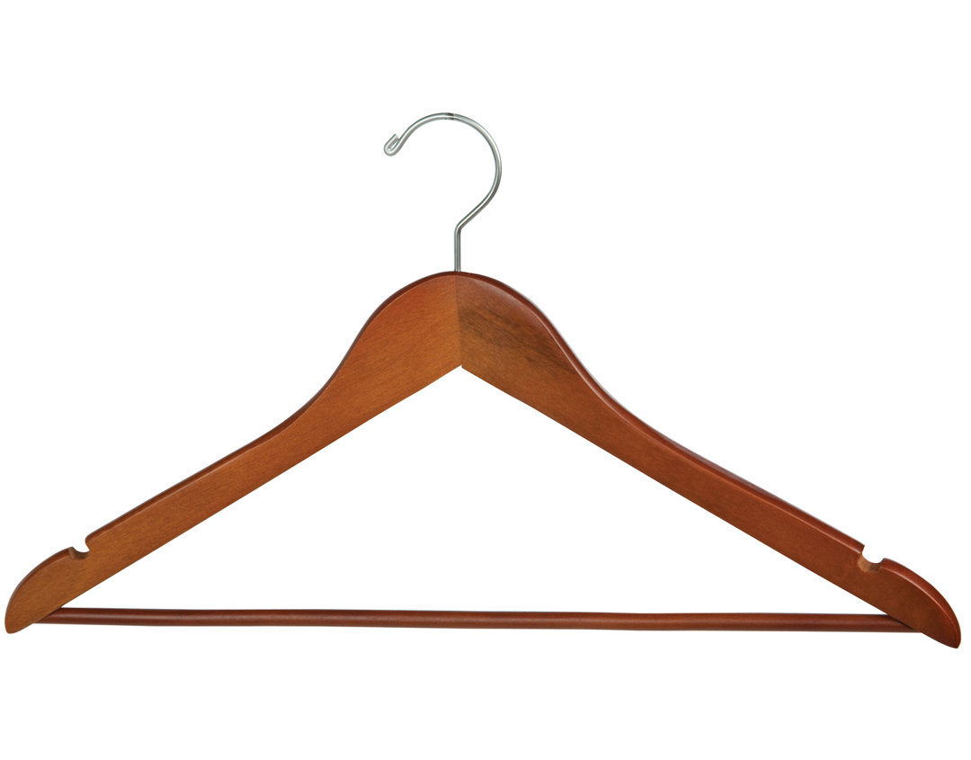 Aria Wood Non-Slip Standard Hanger for Dress/Shirt/Sweater (Set of 100) Rebrilliant
