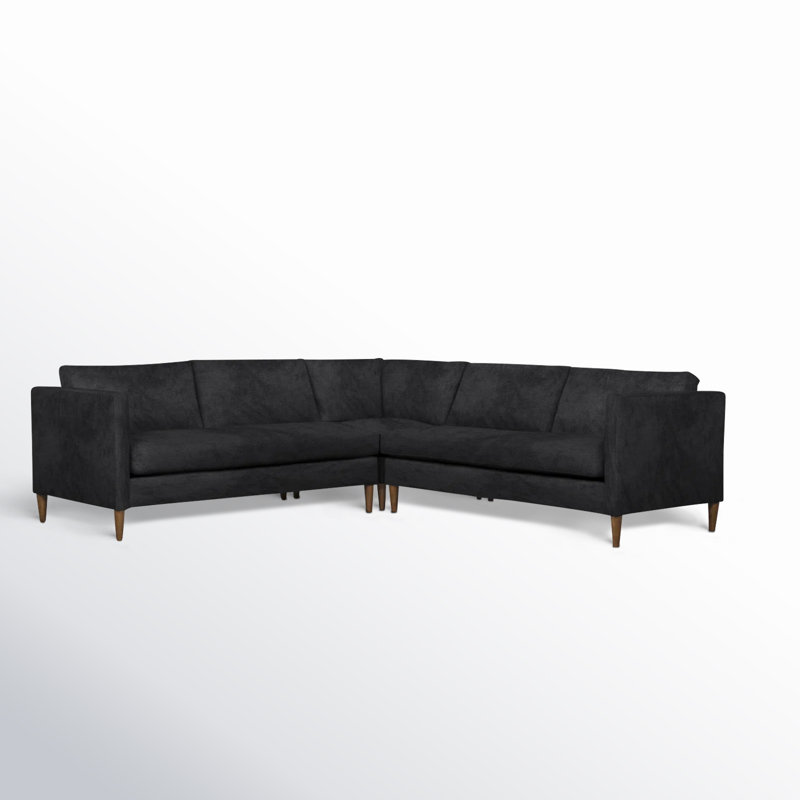 Clifford 3 - Piece Upholstered Custom L-Shape Sectional, Bella Gunmetal Performance Velvet