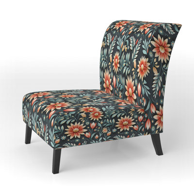 Tribal Green Damask Accents - Upholstered Traditional Slipper Chair, Green Accent Chair