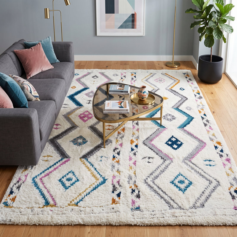 Tapis ivoire à chevrons Barden, Rectangle 7 pi 11 po x 10 pi 10 po