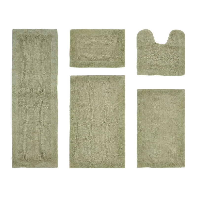 Ensemble de tapis de bain réversible 5 pièces Makayln, Sauge