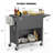 Matte Grey Patio Rolling Cooler With Side Table Boards And Cupboard Function