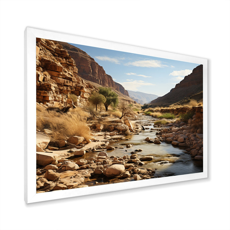 Désert oasis I sur toile, H 16 po x l 32 po x P 1 po, Cadre photo blanc