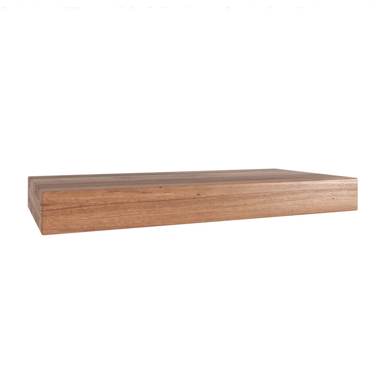 18" Manada Hollow Floating Teak Wall Shelf, 2" H x 18" W x 9" D