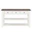 Console en bois de pin massif 48 po, table d'appoint moderne avec 3 tiroirs de rangement et 2 tablettes. Facile à assembler (bleu rétro + plateau brun)-535346411-452252137-450073166