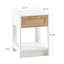 Table de bout en rotin de 15,75 po avec tiroir, table de chevet moderne, table d'appoint pour le salon, la chambre à coucher, blanc
