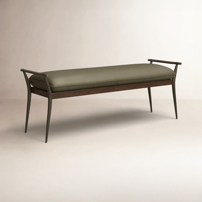Charlotte Upholstered Bench, Modern Velvet Loden