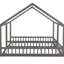 Lits plateforme simple de taille simple en gris - 2 côte à côte, construits en bois de pin ferme et lits de garde-corps, gris et robustes-1321948027