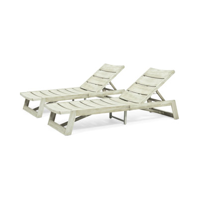 Wood Chaise Lounge In Grey With Adjustable And Metal Decor  2 2 Grey, Produced