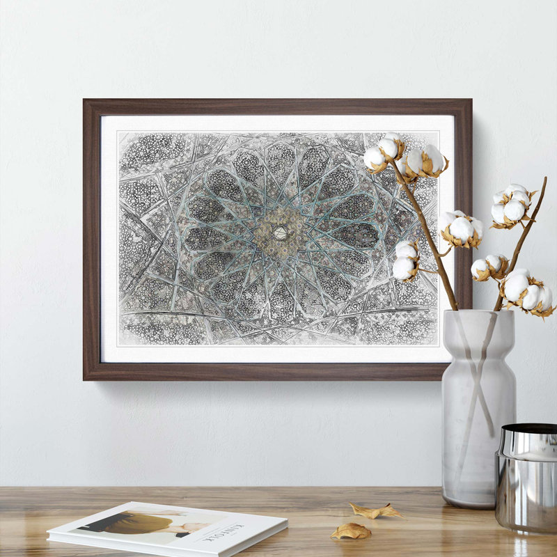 Mosaic Pattern in Abstract - Picture Frame Graphic Art Print, 48cm H x 65cm W x 2cm D, Walnut Framed