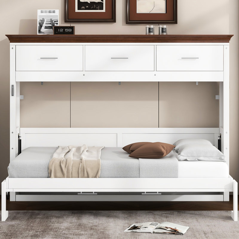 Lit simple blanc à 3 tiroirs, peu encombrant dans la chambre à coucher, fiable et matériel, facile à assembler, sans sommier à ressorts, tiroirs de rangement, cadre, économiseur, conception durable