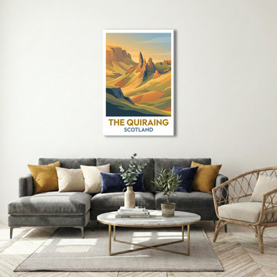 The Quiraing, Scotland - Romantic Highlands Poster Of Skye's Towering Pinnacles. Giclee Print On Wrapped Canvas. Wall Art, Home Decor - Natural Landmarks, Scotland - Wrapped Canvas Print