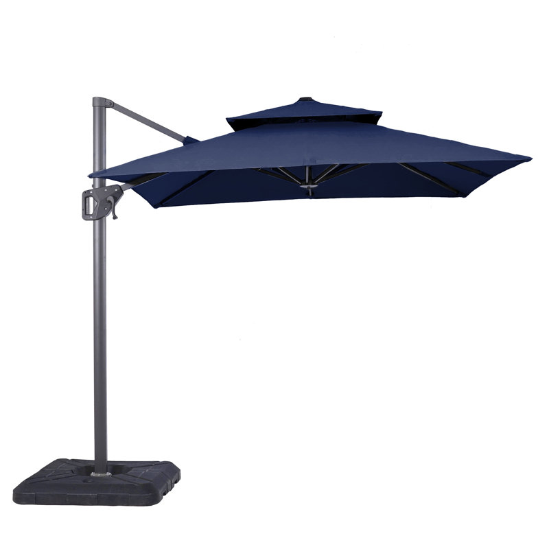 Parasol carré en porte-à-faux 10 pi Havant, Bleu marine
