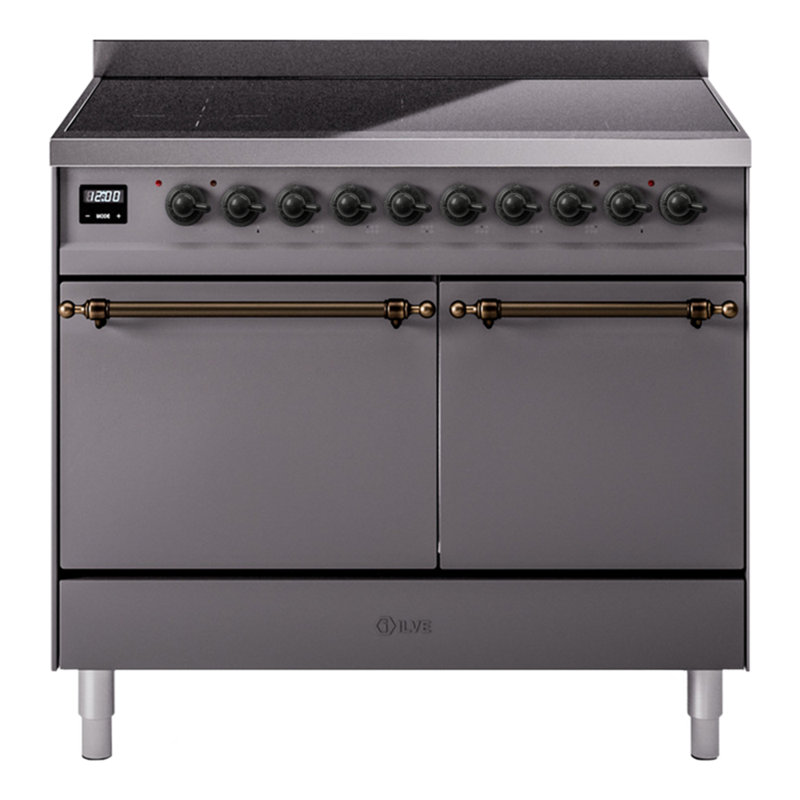 ILVE Nostalgie II Series 40 inch Induction Range with 6 Induction Elements (Solid Door), Graphite Matte/Bronze