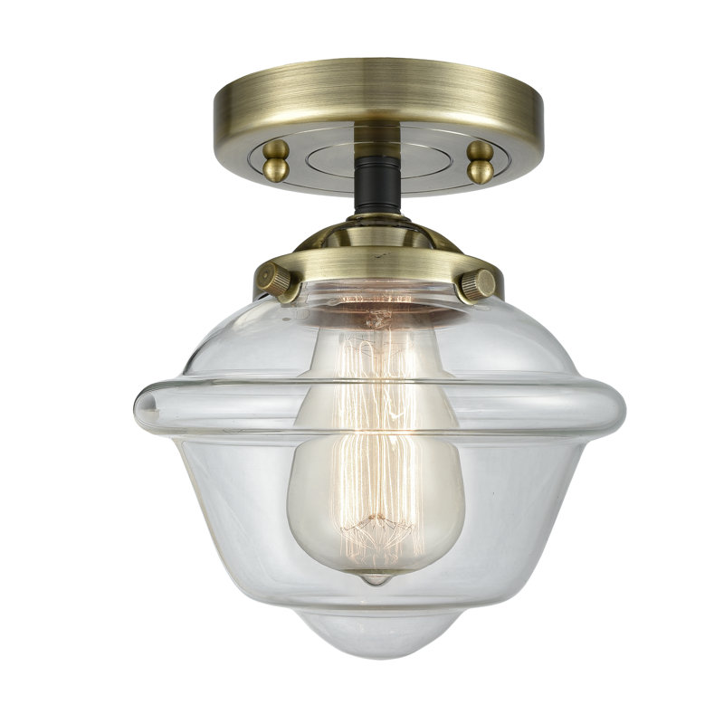 Plafonnier semi-encastré 1 lumière 7,5 po Baptiste, Laiton antique noir, Blanc mat, Ampoule non incluse