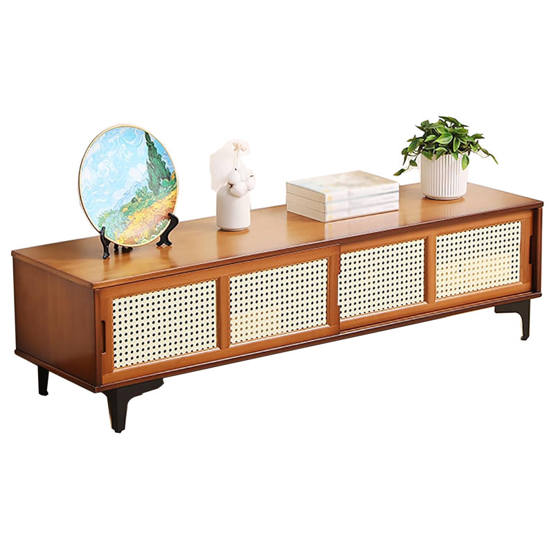 Meuble télé en bambou 2 portes 47 po couleur, Bois brun