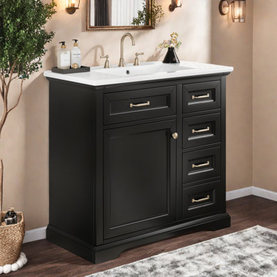 36" Bathroom Vanity With Ceramic Top