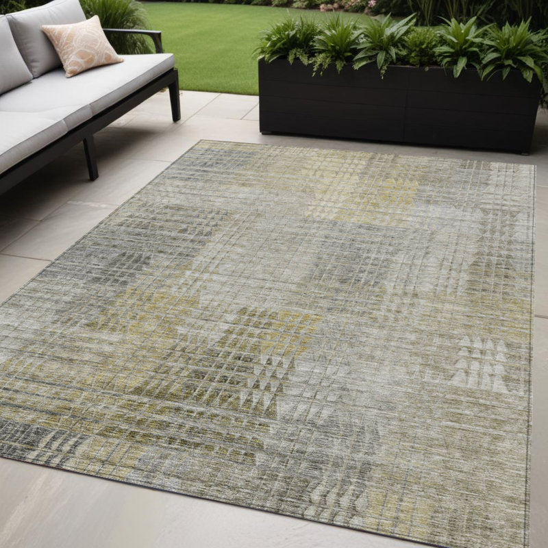 Tapis intérieur lavable abstrait beige 5 pi x 8 pi
