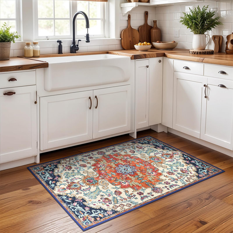 Straub Large Tranditional Rugs Living Room Rug Washable Bedroom Rug Non-Slip Colorful Vintage Accent Floor Carpet For Home Decor