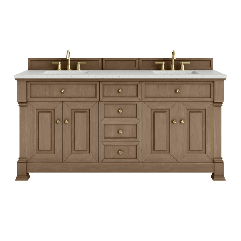 Brookfield 72'' Double Bathroom Vanity with Top, Pecan, Lime Delight