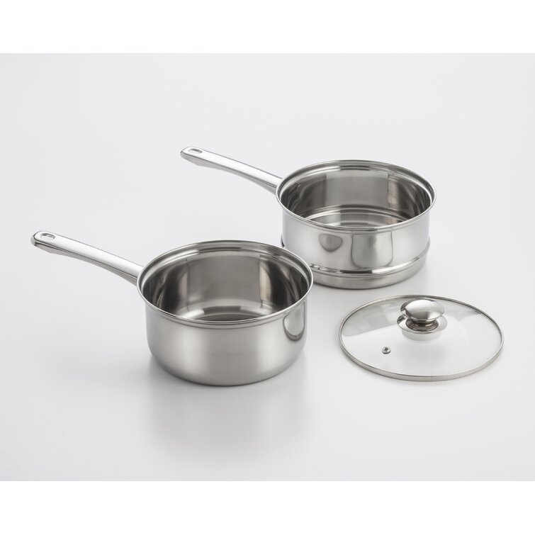 Range Kleen 3-Piece 3-Quart Sauce Pan with Lid, Steamer and Double Boiler  Insert