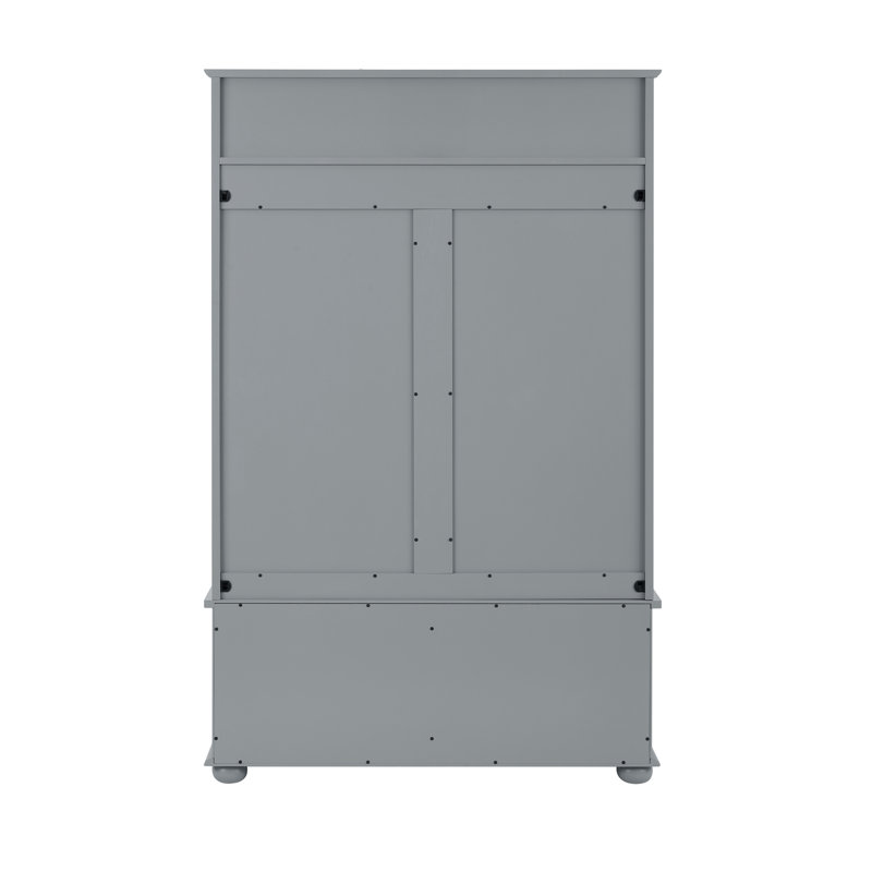 Modern Classic Hall Tree With Shoe Rack Bench And Coat Hooks For Hanging Storage, Entryway Bench With Open Shelves And Shoe Cabinets 40.16"W*18.58"D*64.17"H GRAY