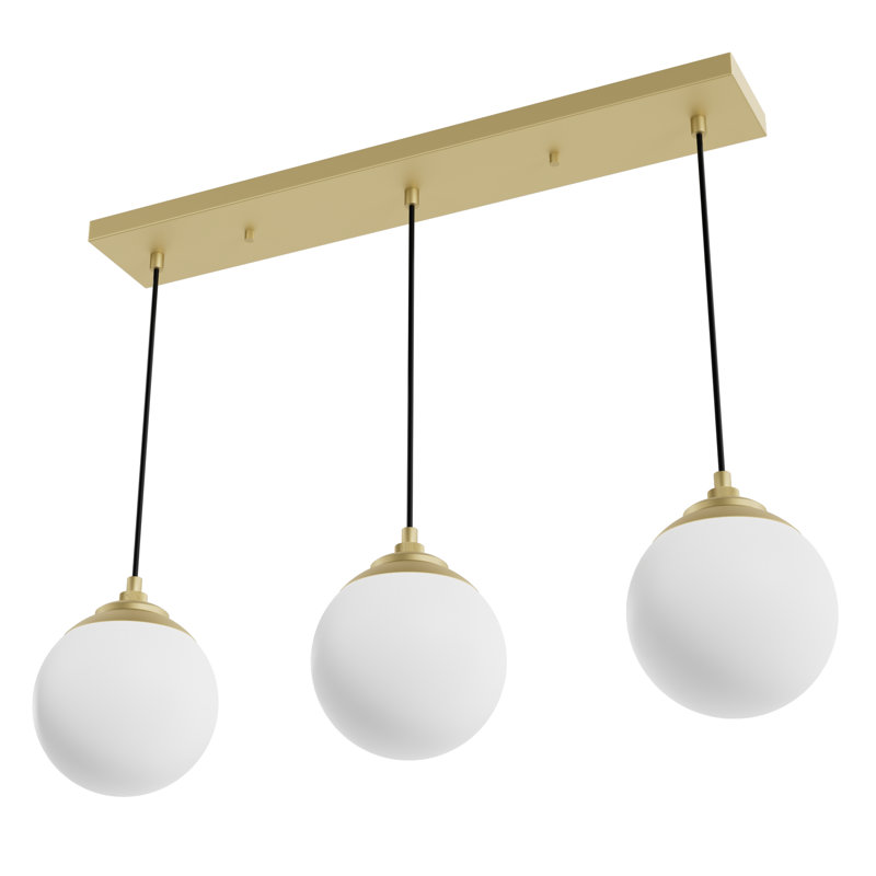 Hepburn 3 - Light Linear Globe Pendant, Painted Modern Brass