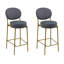 Ensemble de 2 tabourets de bar rembourrés en velours avec tabouret de comptoir rond avec dossier et repose-pieds pour îlot de cuisine-2044967712