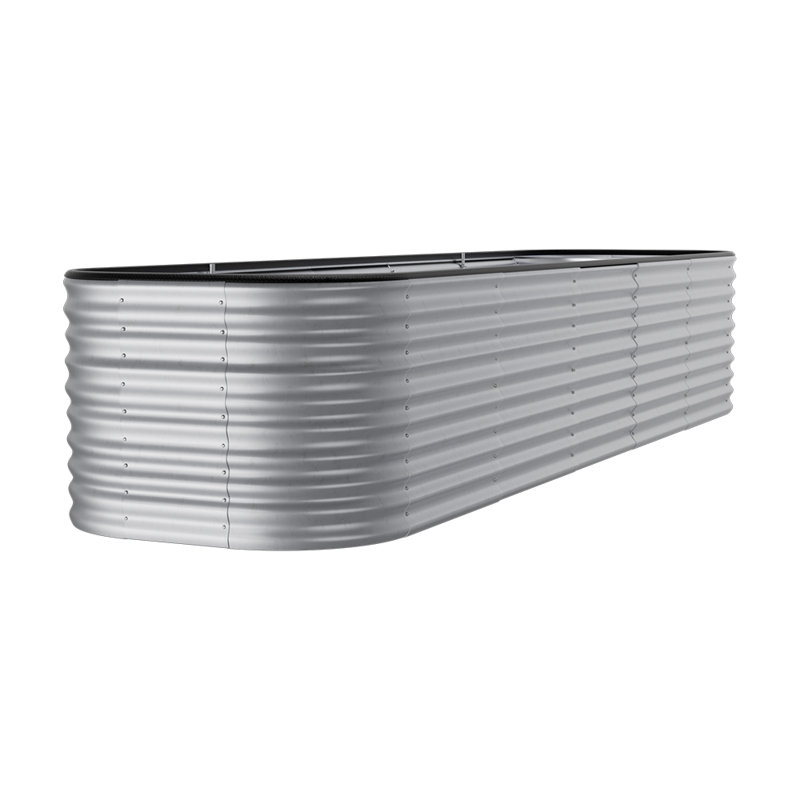 Rectangular Metal Raised Garden Bed, Silver, 56cm H x 320cm W x 80cm D