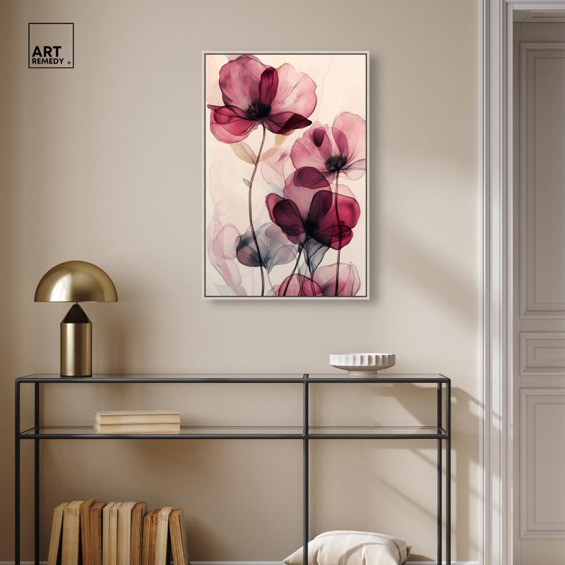 Filigree Flora I Canvas Flower Wall Art by Art Remedy, 16" H x 11" W, Silver, Floater Frame