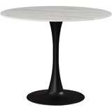 Sevinc Round Unfinished Glass Top Metal Base Dining Table
