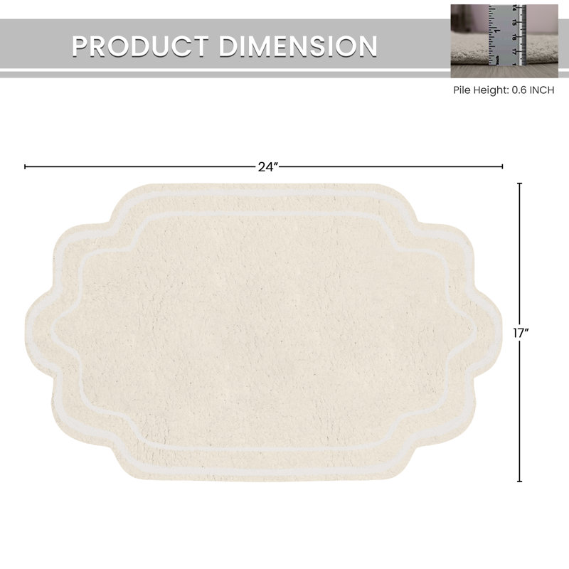 Tapis pour salle de bain Dobrinka, Ivoire ivoire, 17 po x 24 po (rectangulaire)
