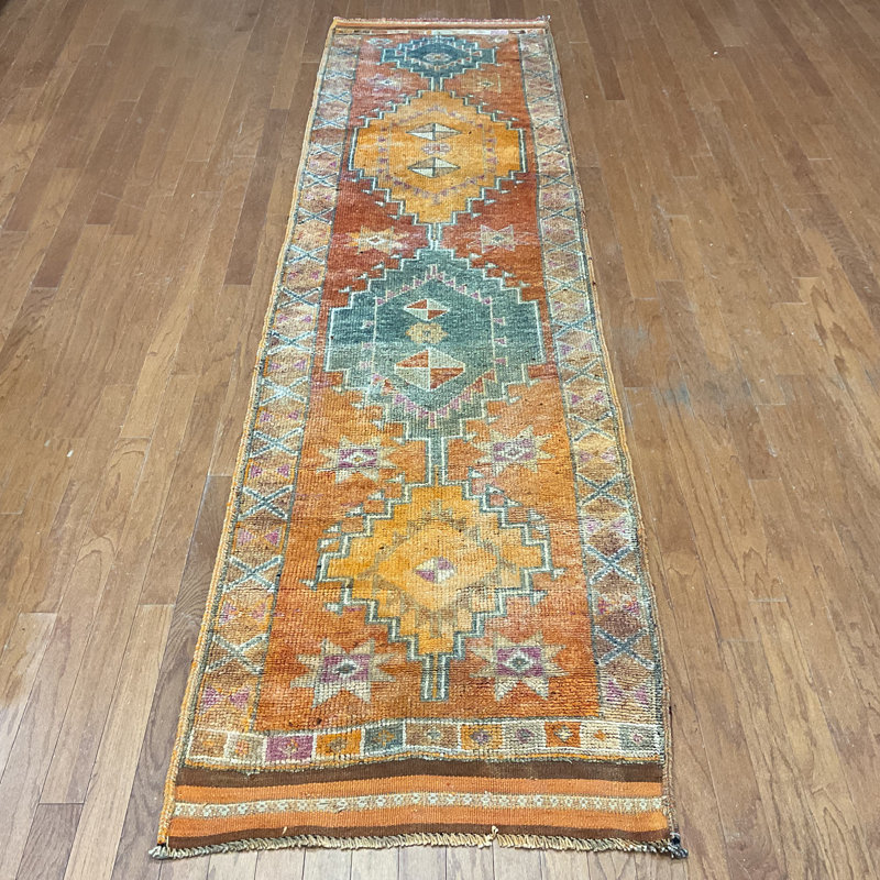  Handmade Turkish Oushak Wool Runner