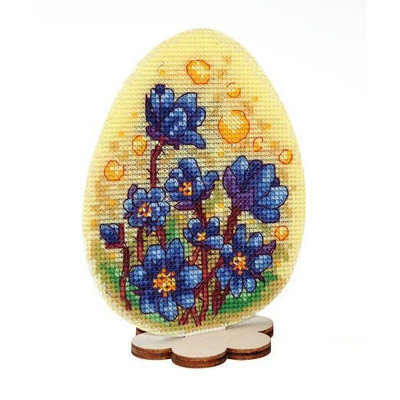 Blue Hepatica Counted Cross Stitch Kit by Alisena 8003A
