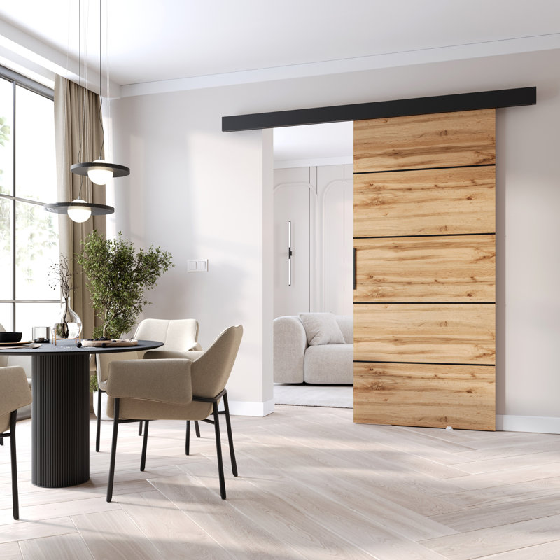 Sliding Door Prim 1K, Interior Door, Wotan Oak/Black, 76cm x 205cm