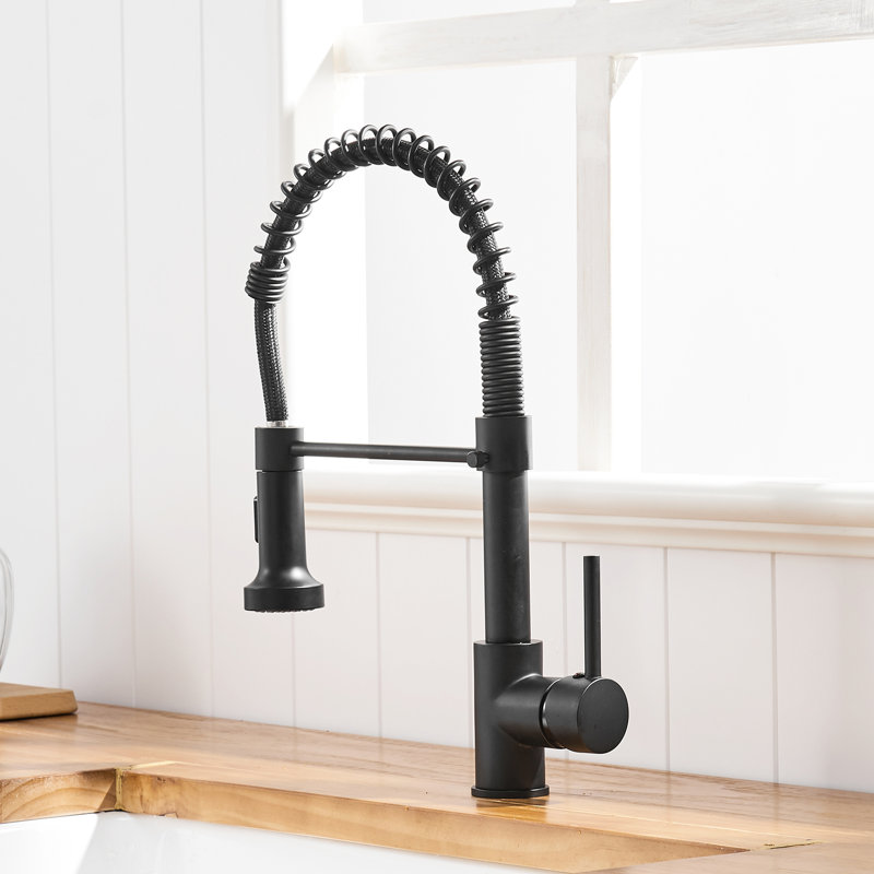 Robinet de cuisine noir commercial avec douchette - remplissage en céramique, durabilité accrue, pour arroser les taches et porter une fuite rétractable mate, débit multifonctionnel