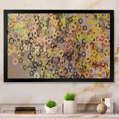 «Bronw and Green Grunge Circle Art», reproduction sur toile flottante