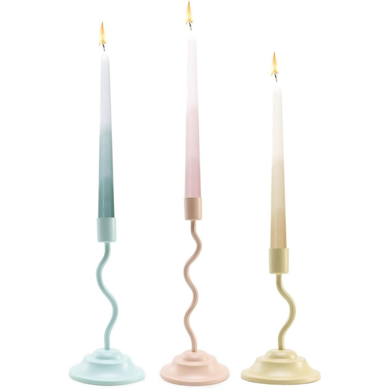 3pcs Colorful Metal Candlestick Holder Set