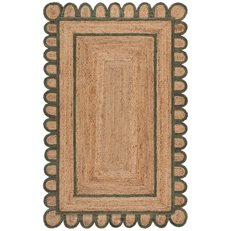 Natural Fiber Handwoven Jute Geometric Indoor Use Only Rug, Rectangle 5' x 8'