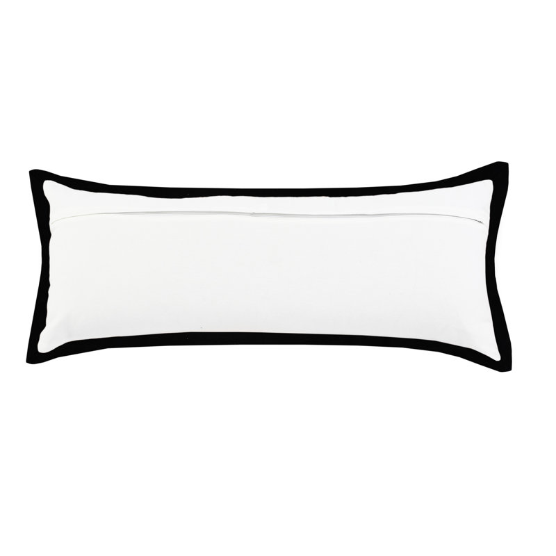 Housse de coussin décoratif contemporaine faite à la main de couleur unie 100% coton, Blanc / noir