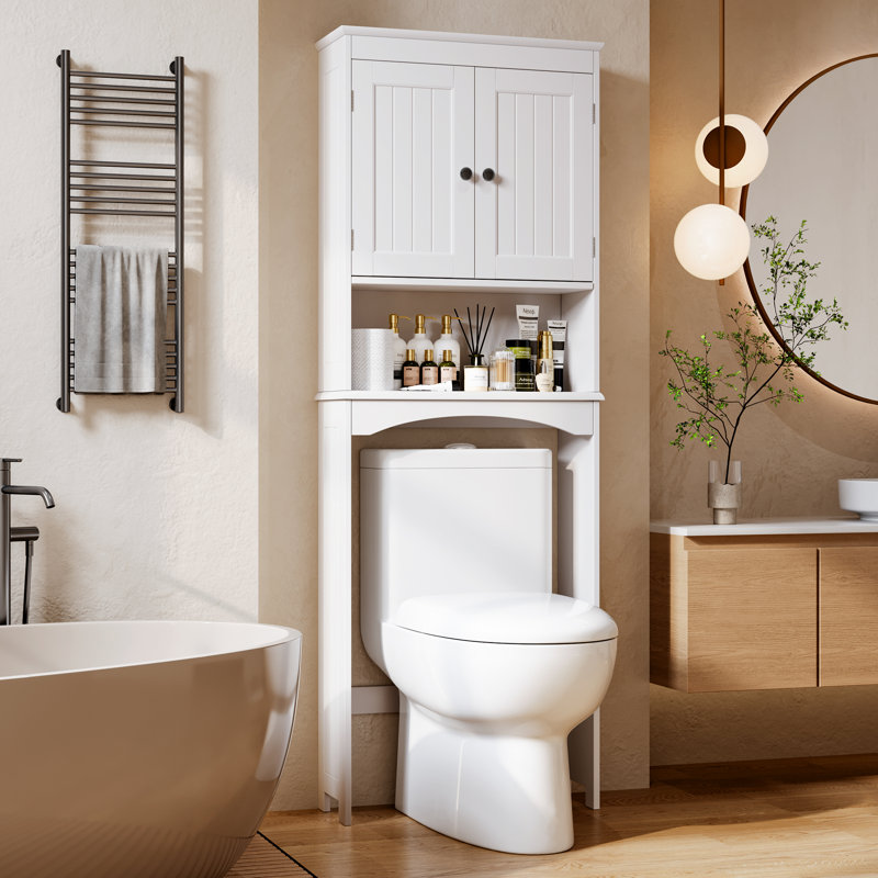 Manufactured Wood Freestanding Over the Toilet Storage Cabinet, White