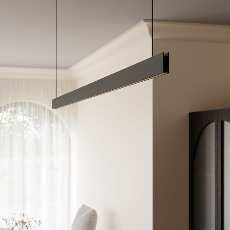 Lithe 1 - Light LED Pendant, Textured Black, 2.25" H x 72" W x 0.75" D